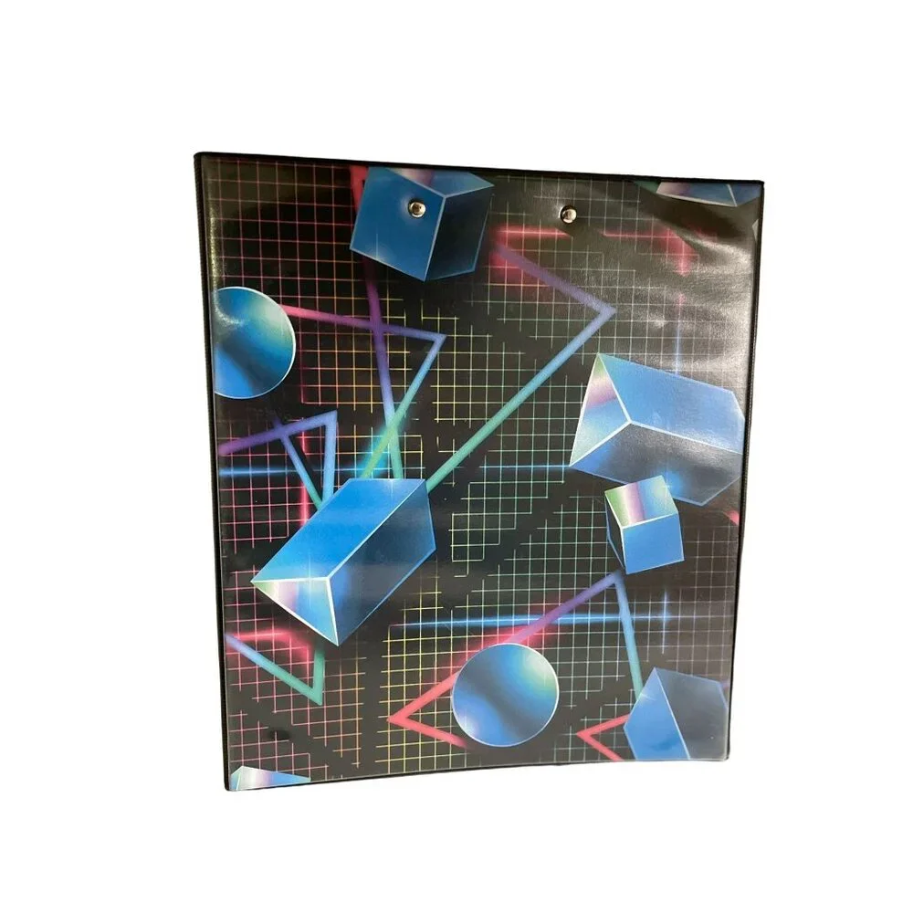 Mead Trapper Keeper NEW Black Pink Blue Geometric